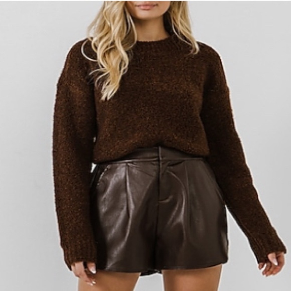 NWT. Size M. English Factory Chocolate Crewneck Sweater.
